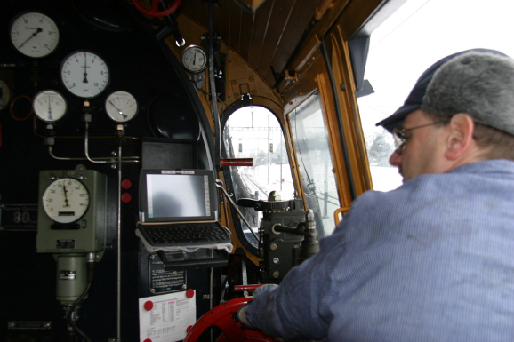Cab view of the modified engine